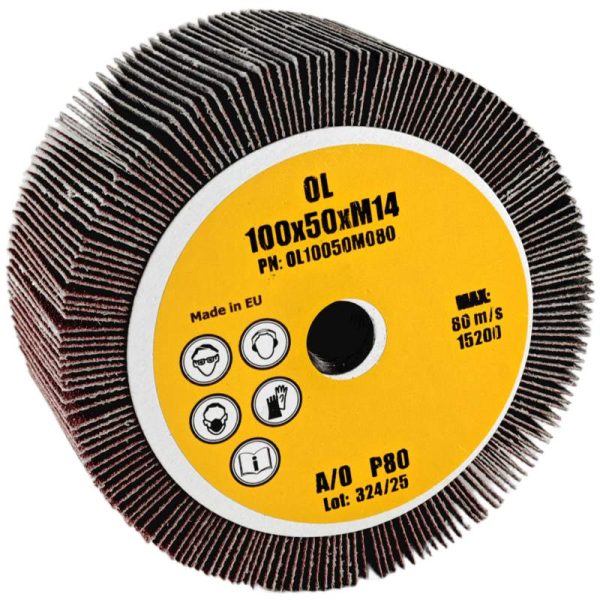 ŚCIERNICA GARNKOWA 100×50 Z GWINTEM M14 100x50xM14 DO DREWNA METALU P80