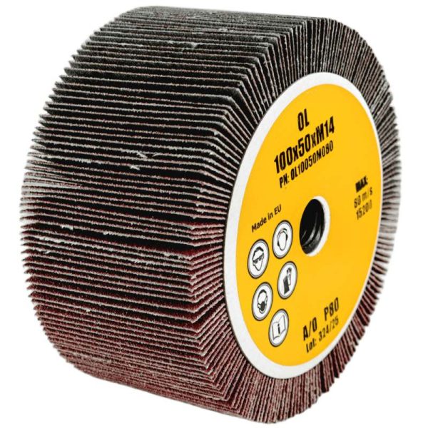 ŚCIERNICA GARNKOWA 100×50 Z GWINTEM M14 100x50xM14 DO DREWNA METALU P80