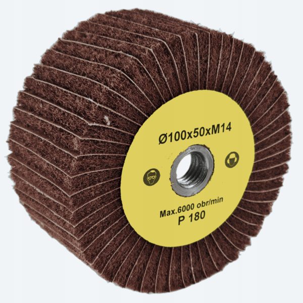 ŚCIERNICA GARNKOWA Z WŁÓKNINY COMBI GWINT M14 100×50 DO DREWNA METALU P180