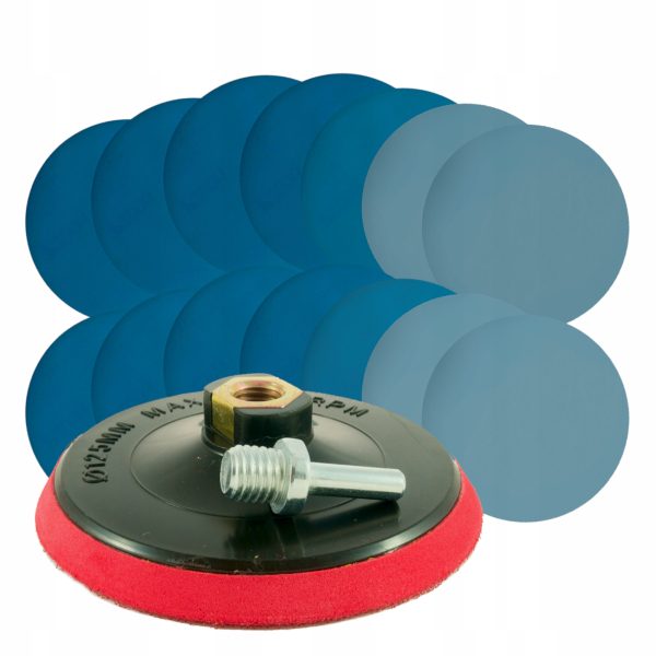 ZESTAW PAPIER WODNY KRĄŻKI ŚCIERNE RZEP POLEROWANIA 125mm P800-P3000 + DYSK
