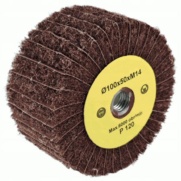 ŚCIERNICA GARNKOWA Z WŁÓKNINY COMBI GWINT M14 100×50 DO DREWNA METALU P120