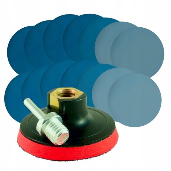 ZESTAW PAPIER WODNY KRĄŻKI ŚCIERNE RZEP POLEROWANIA 75mm P800-P3000 + DYSK